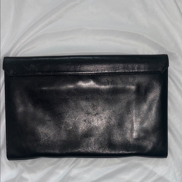 VINTAGE Sonia Rykiel Paris Black Leather Envelope Clutch – Made in France - Picture 4 of 6